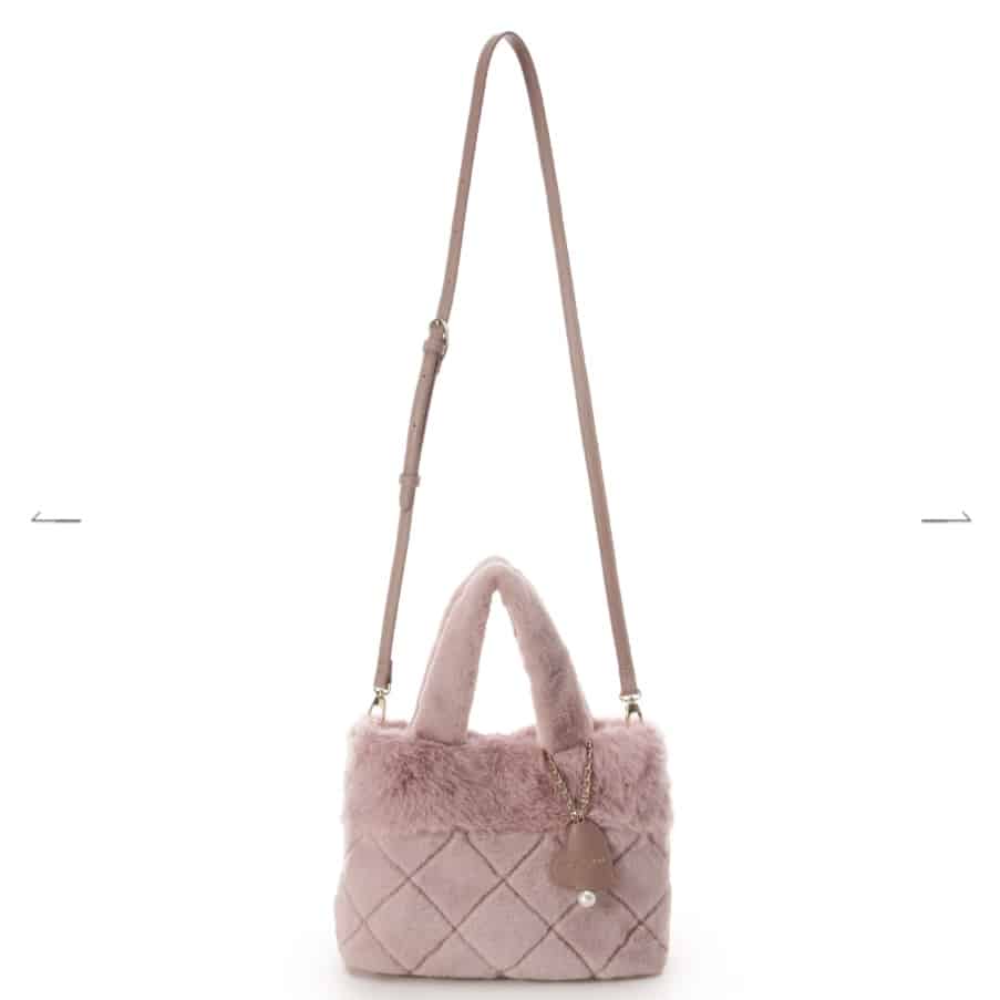 キルティングファーバッグ　ピンク