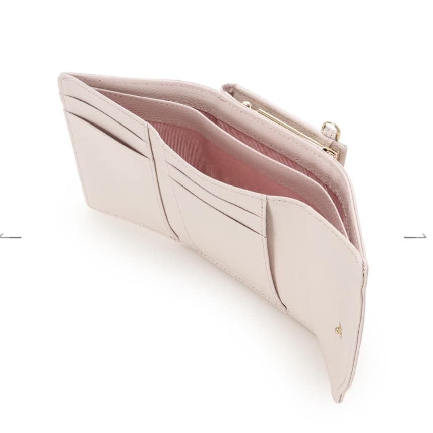 ラメフラワービジュー 折財布　ピンク