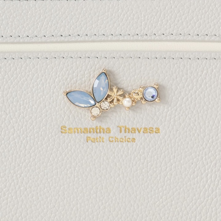 バタフライビジュー　長財布　ライトブルー