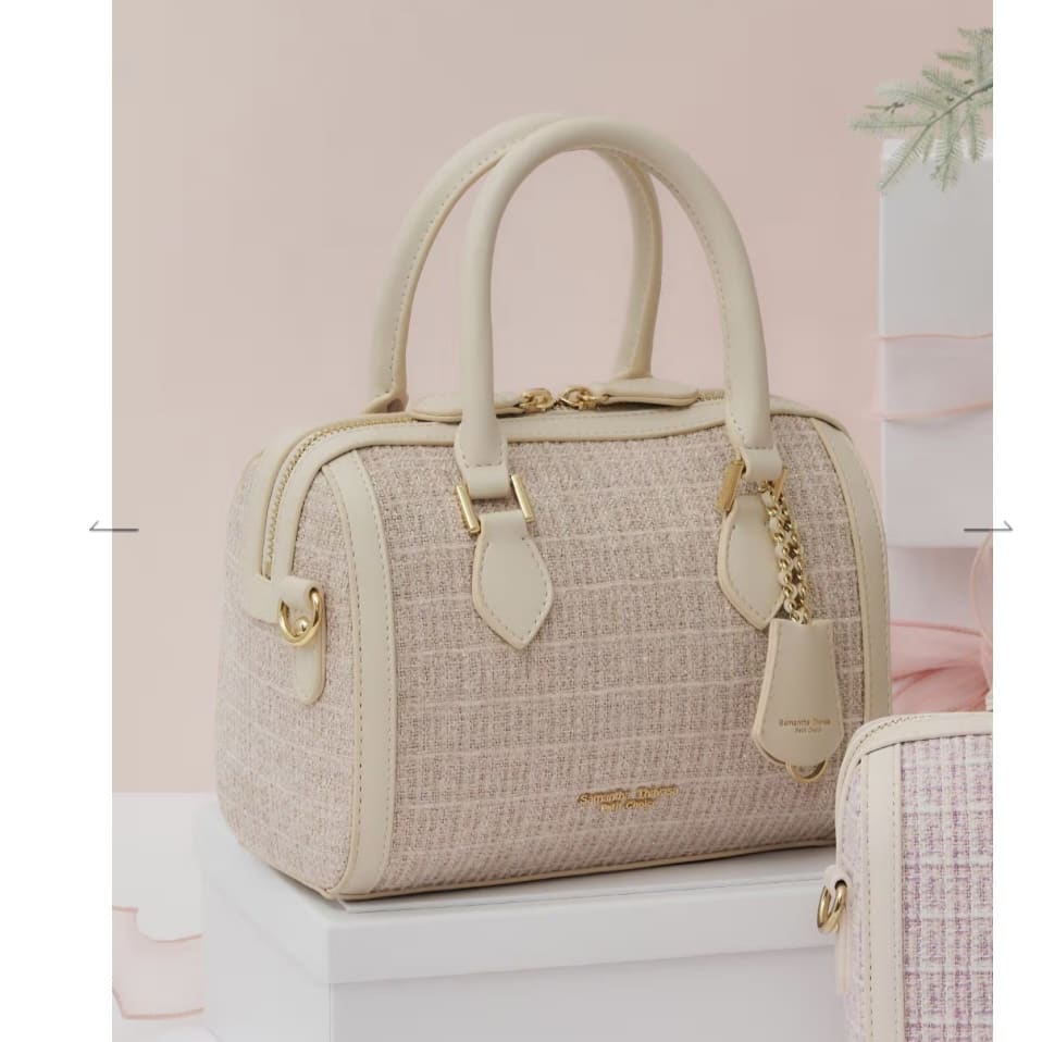 ツイード ボストンバッグ　オフホワイト