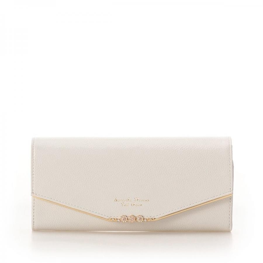 フラワーバーシリーズかぶせ長財布　ホワイト ホワイト