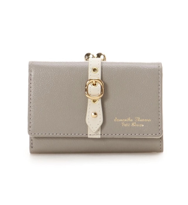 フロントベルト　折財布　グレー