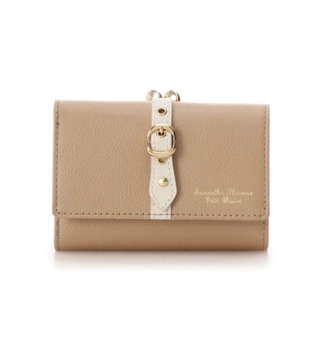 フロントベルト　折財布　ベージュ