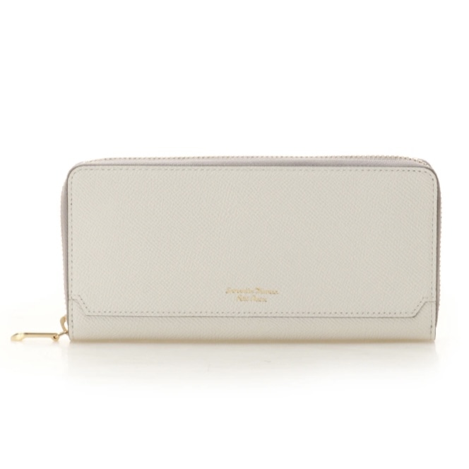 インサイドバイカラー ラウンド長財布　ホワイト