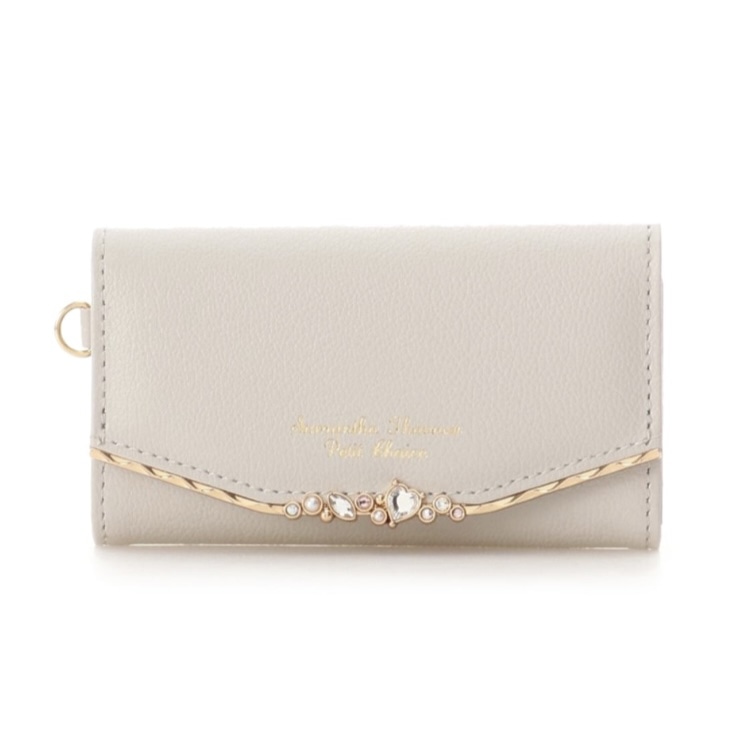 ハートジュエルバー キーケース　グレージュ