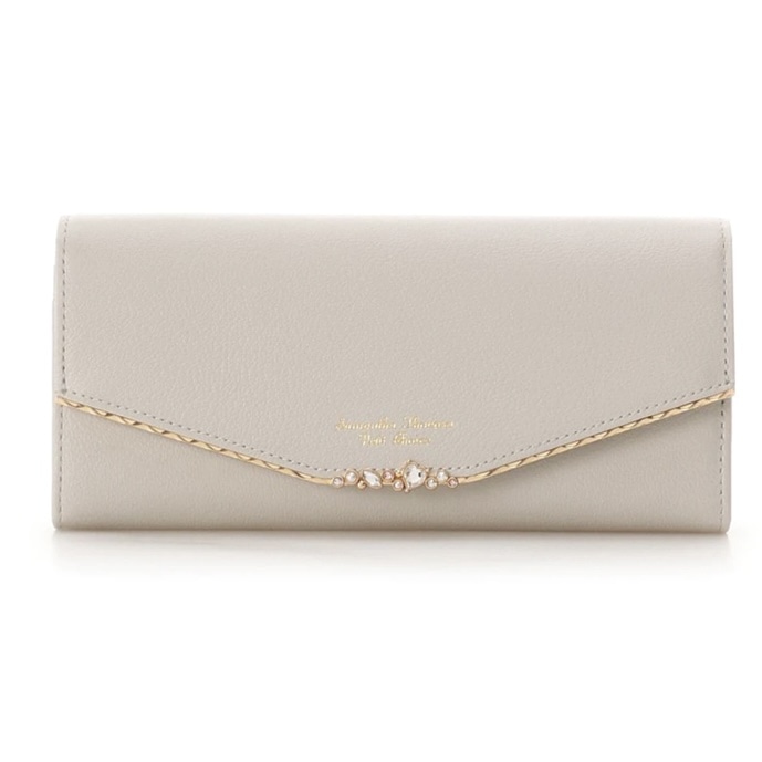 ハートジュエルバー長財布　グレージュ