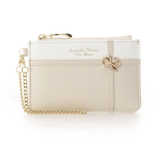 リボンラッピング　マルチケース　ベージュ