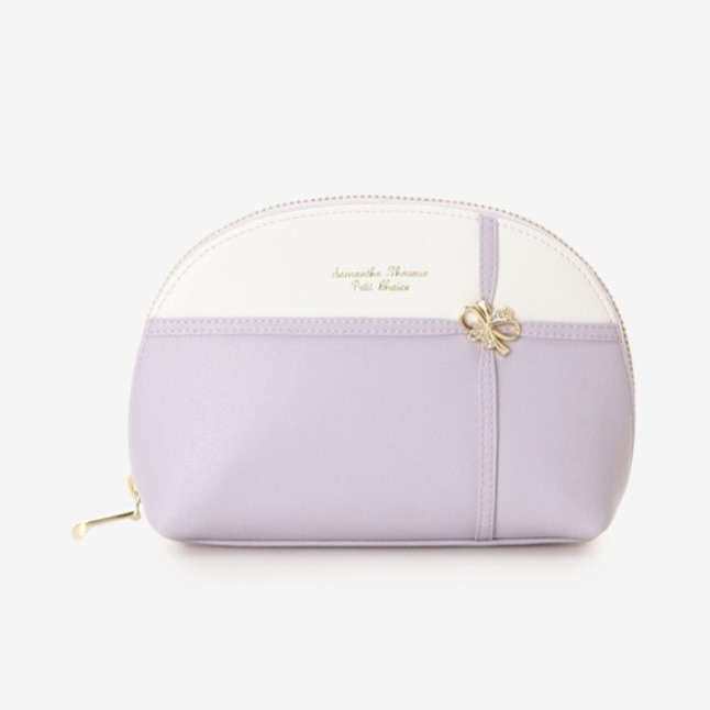 リボンラッピング　ポーチ　ラベンダー