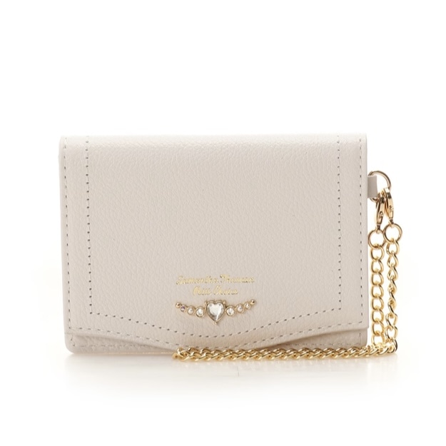 クリアハートビジュー　パスケース　ホワイト