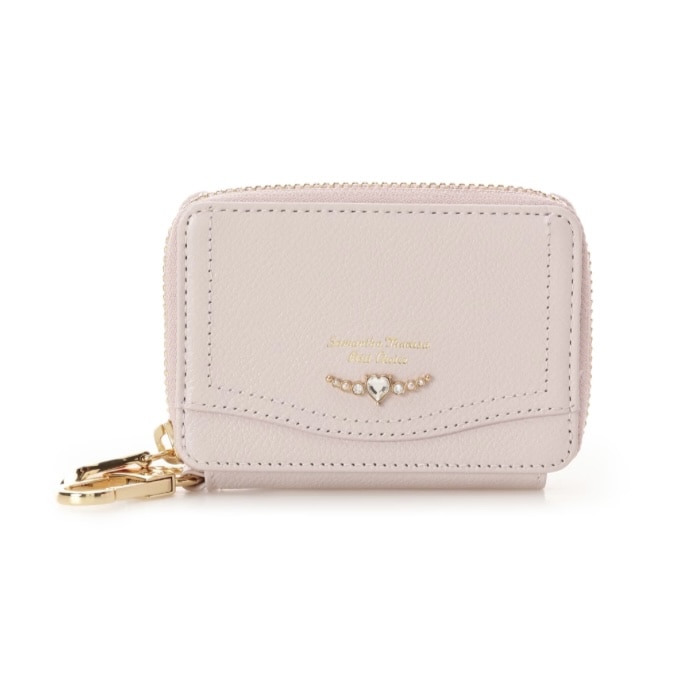  クリアハートビジュー キーケース　ピンク