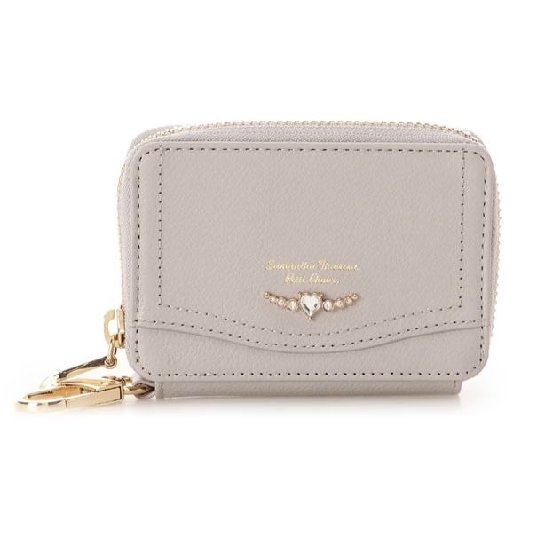 クリアハートビジュー キーケース　グレージュ