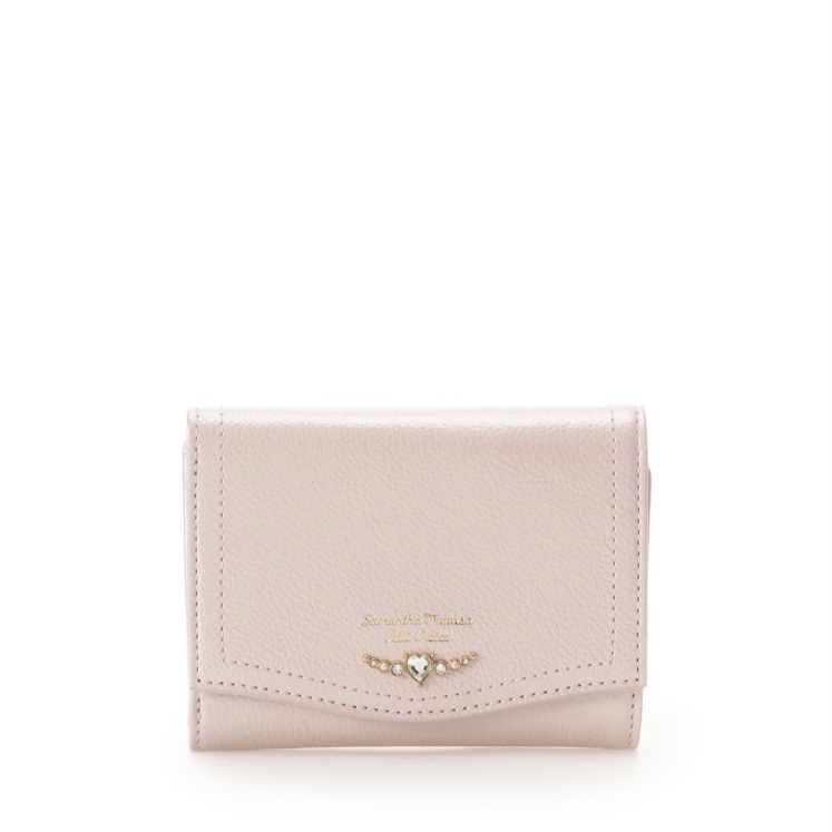 [Holiday Collection]クリアハートビジュー 折財布　ピンク