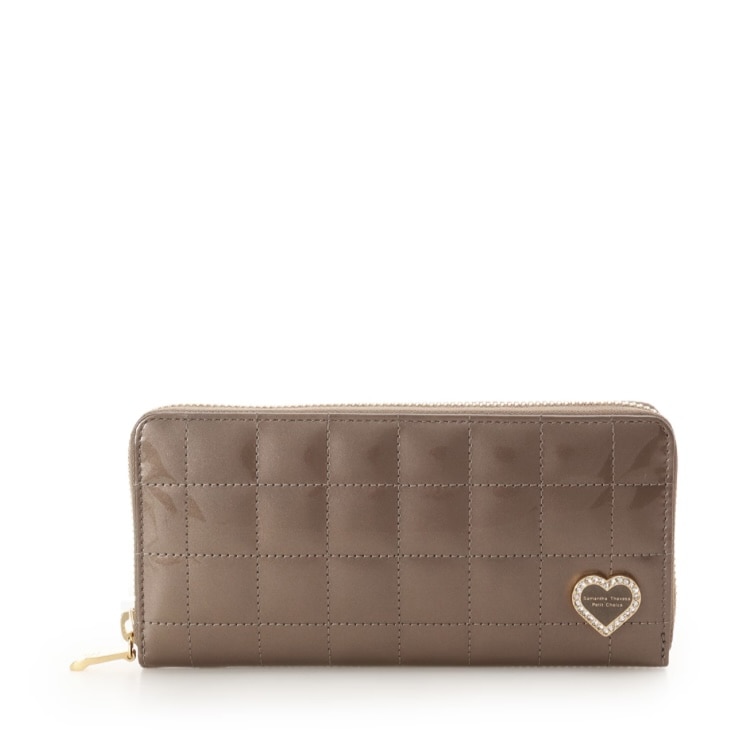 エナメルキルティング 長財布　グレージュ