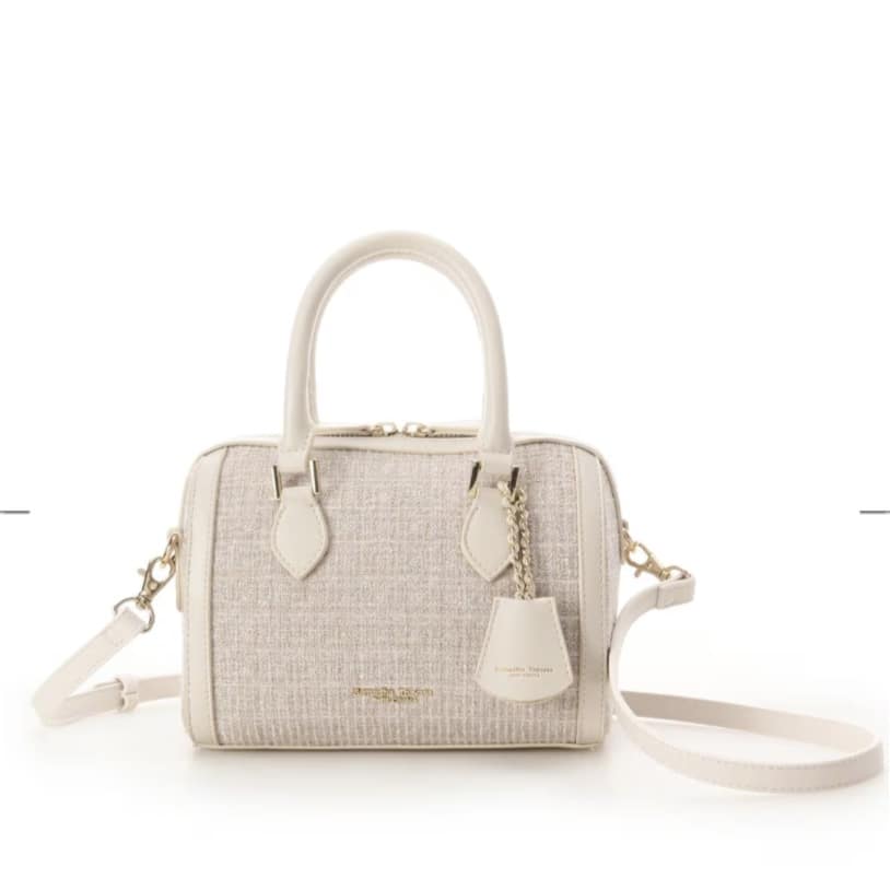 ツイード ボストンバッグ　オフホワイト