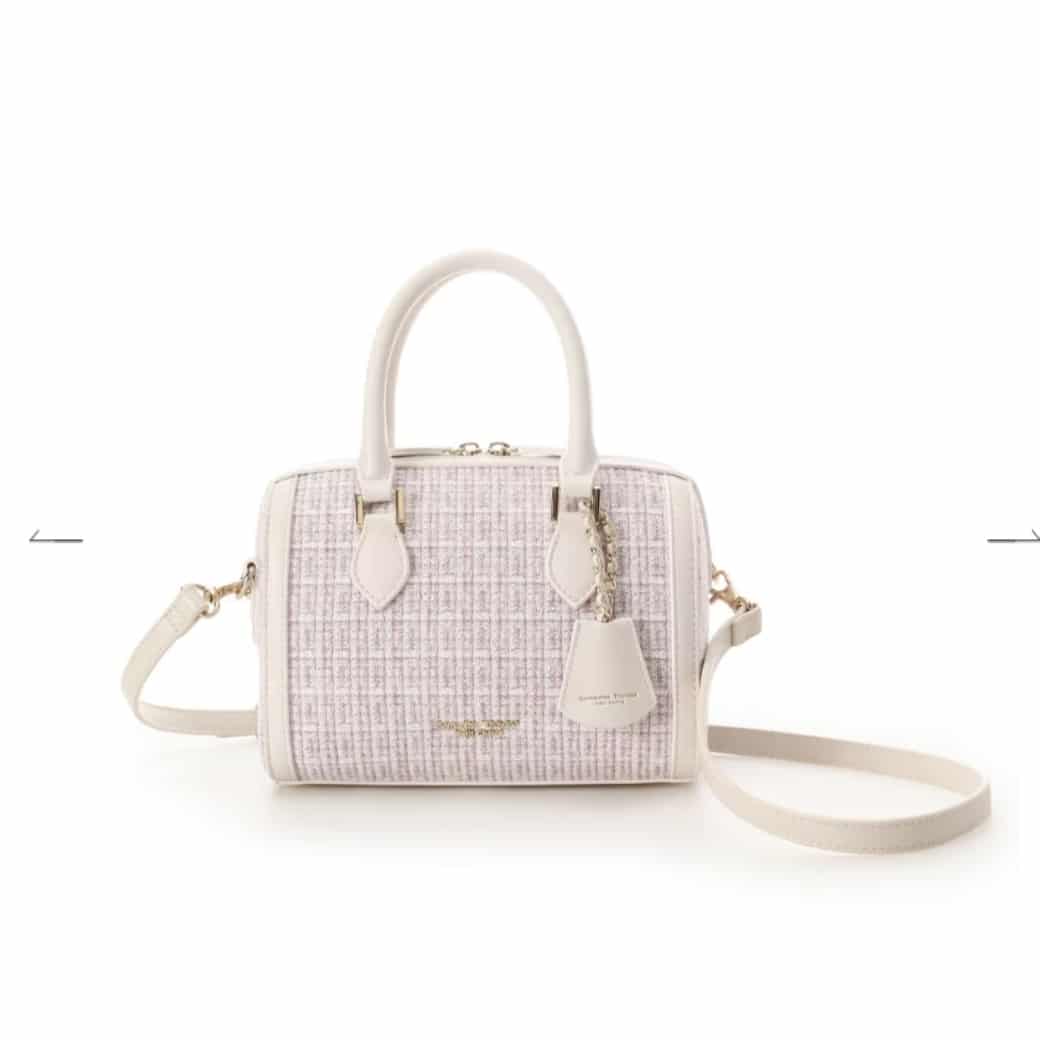 ツイード ボストンバッグ　ピンク