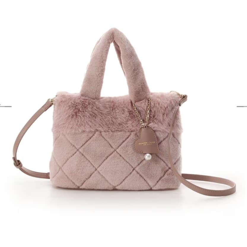 キルティングファーバッグ　ピンク