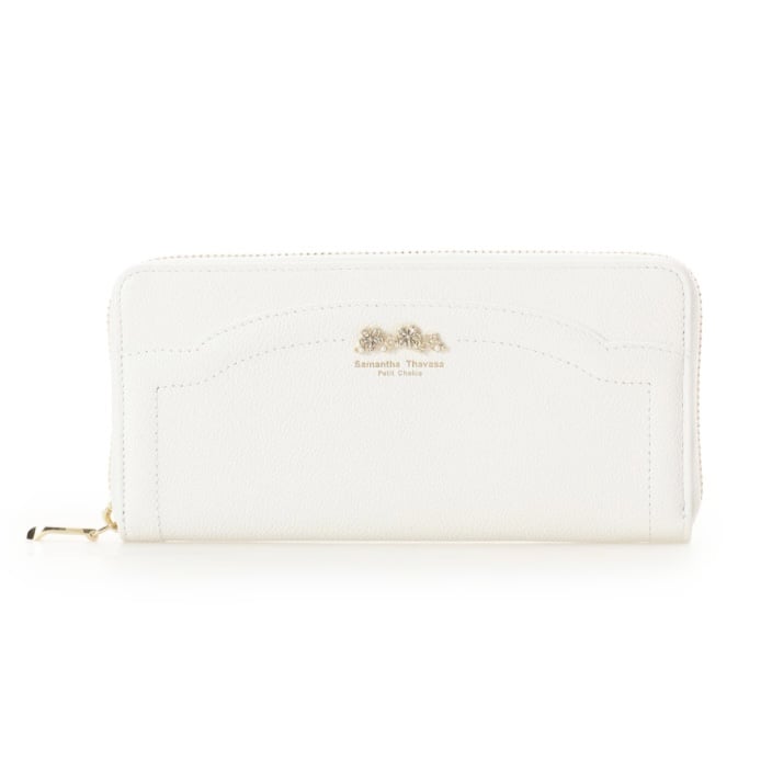 ラメフラワービジュー 長財布　ホワイト