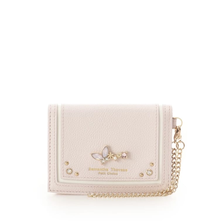 バタフライビジュー パスケース　ピンク