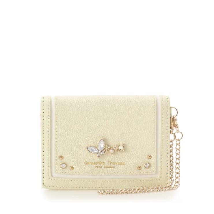 バタフライビジュー パスケース　ペールイエロー