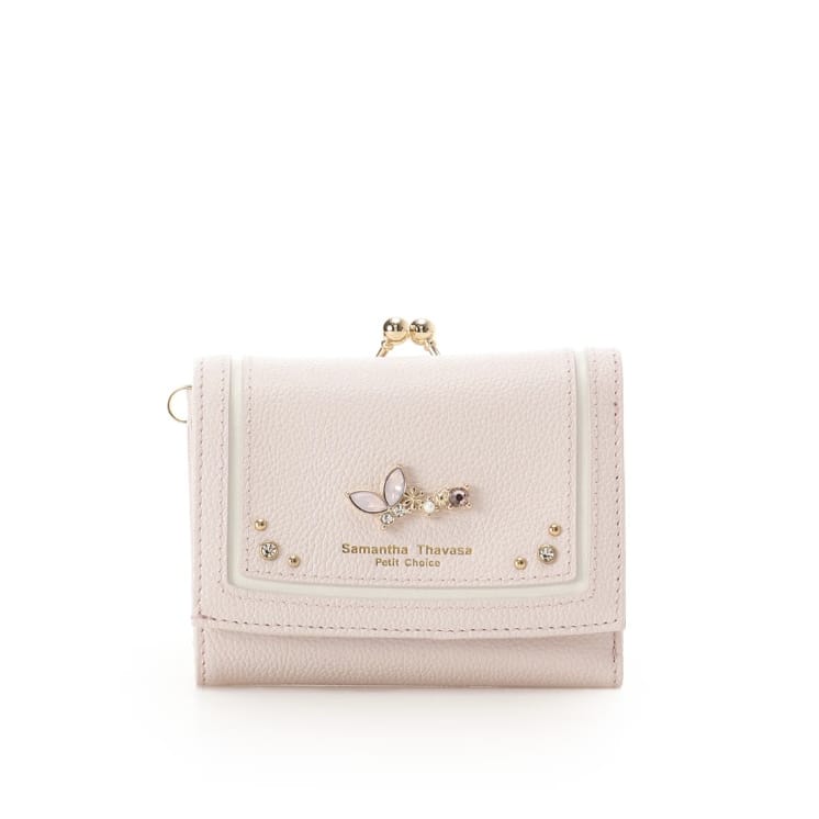 バタフライビジュー 折財布　ピンク