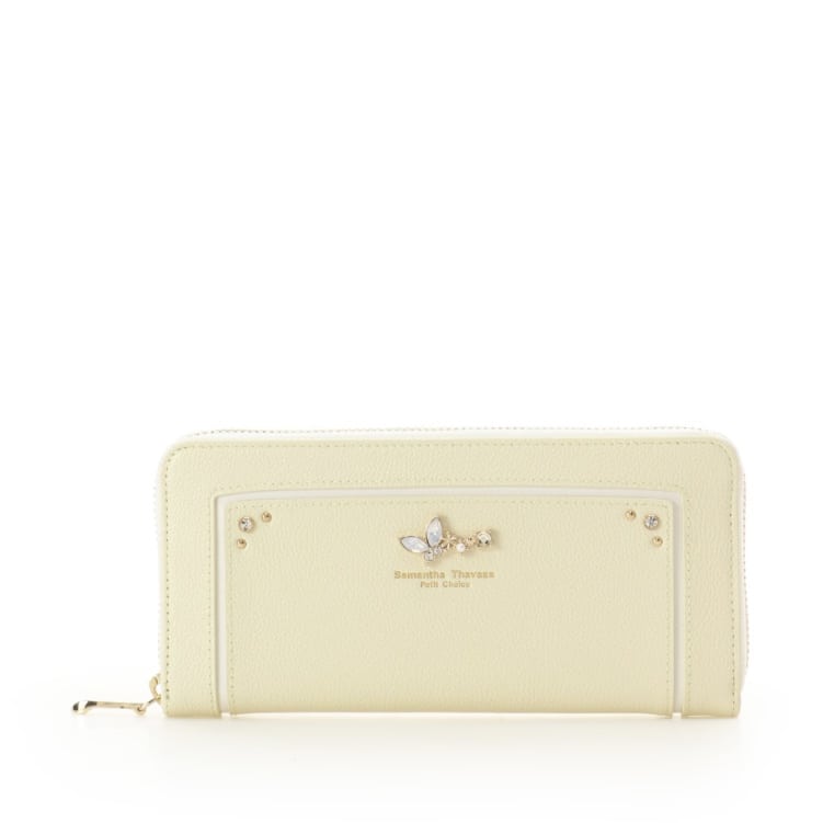 バタフライビジュー　長財布　ペールイエロー