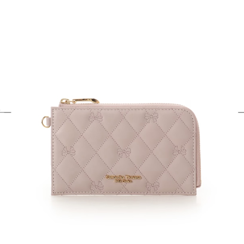 リボンキルト　マルチケース　ピンク