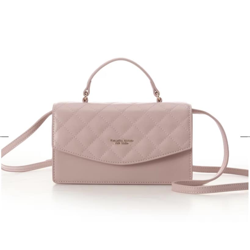 キルティングウォレットショルダー　ピンクベージュ