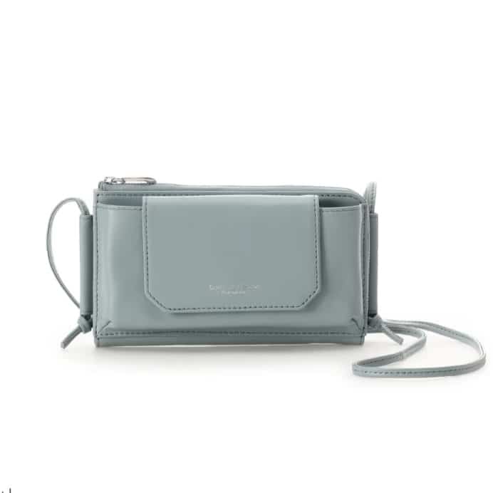 フラップレザースマホショルダー　ミント