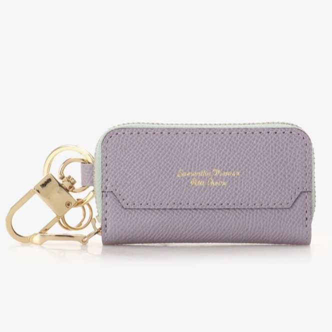 インザイドバイカラーラウンドジップキーケース　パープル