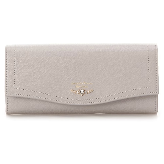 クリアハートビジュー 長財布　ベージュ