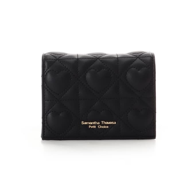 ハートキルト ミニ財布　ブラック