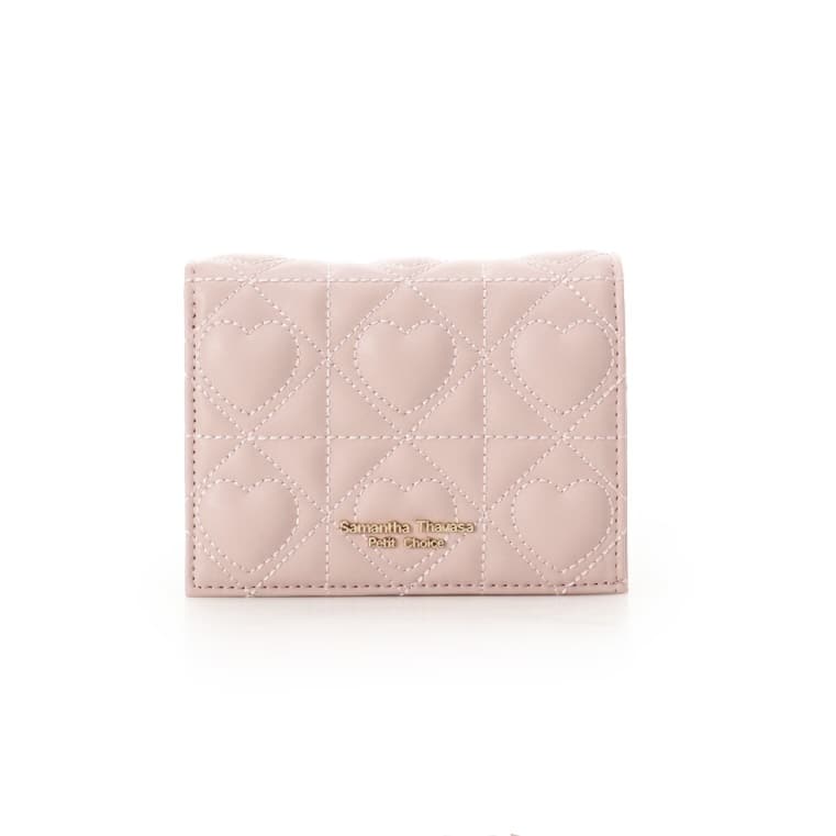 ハートキルト ミニ財布　ピンク