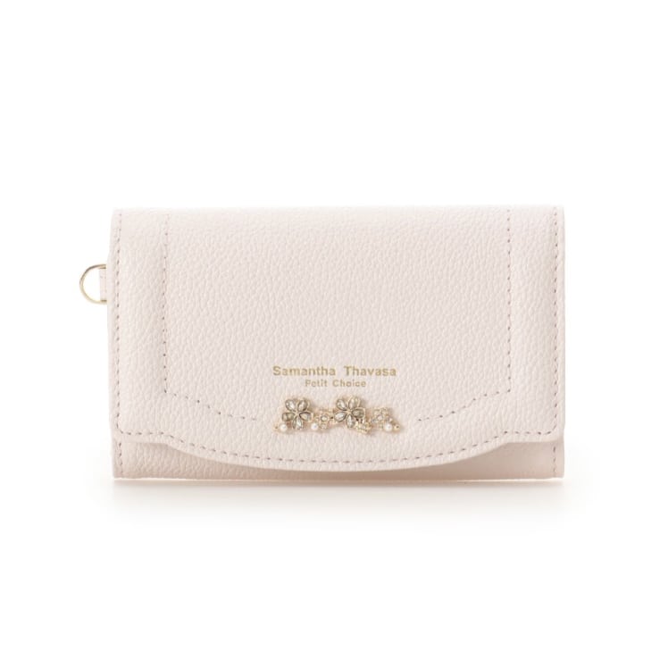 ラメフラワービジュー キーケース　ピンク