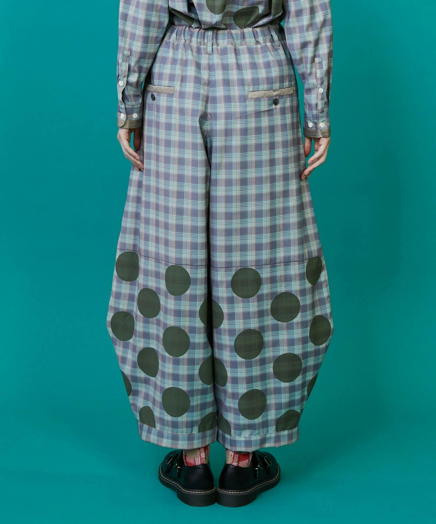 チェックオンドット（パンツ） ブルー系チェック 0サイズ