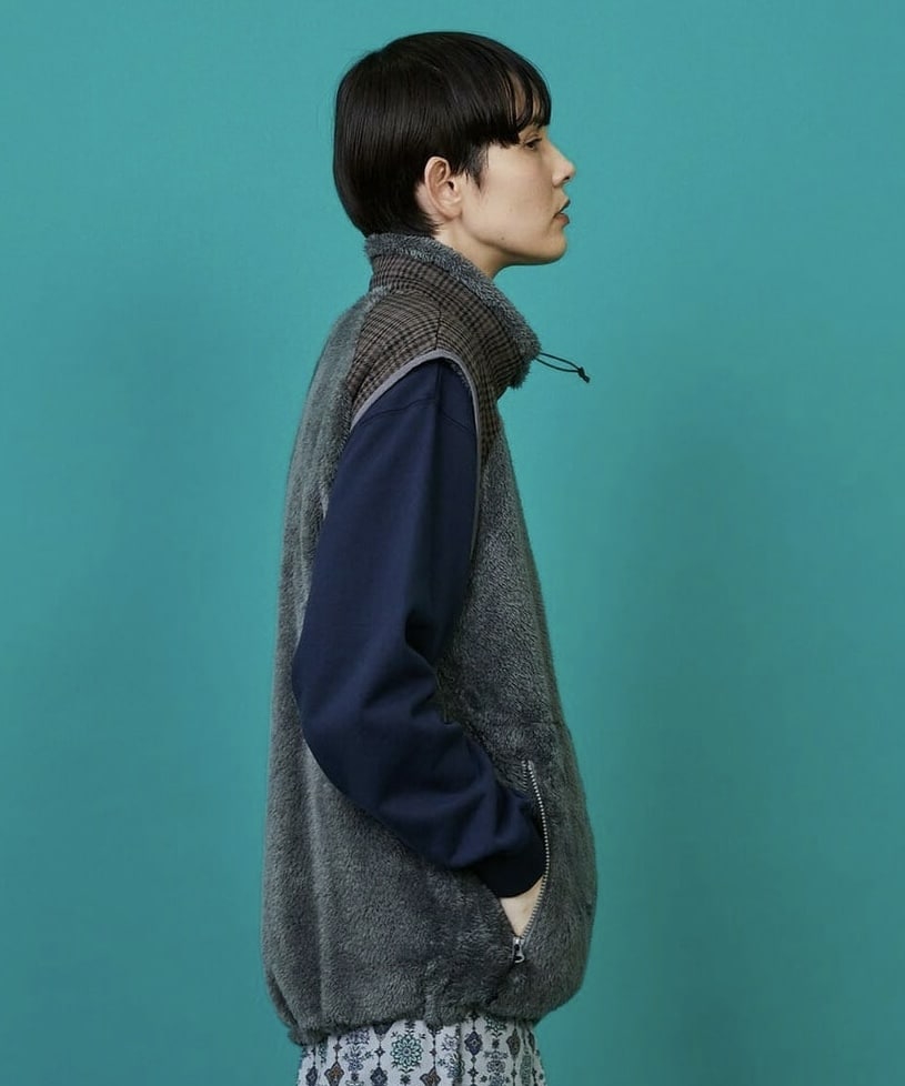 WILDTHINGS×FRAPBOIS シャギーフリースベスト グレー Mサイズ