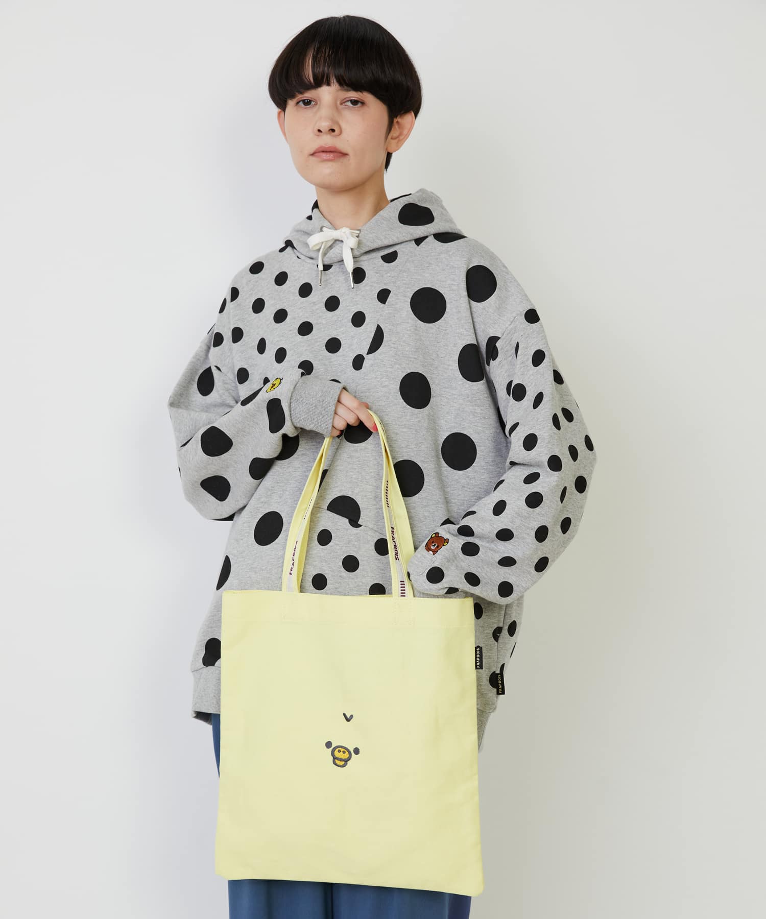 FRAPBOIS×Rilakkuma ロゴトート ベージュ（リラックマ柄） Fサイズ