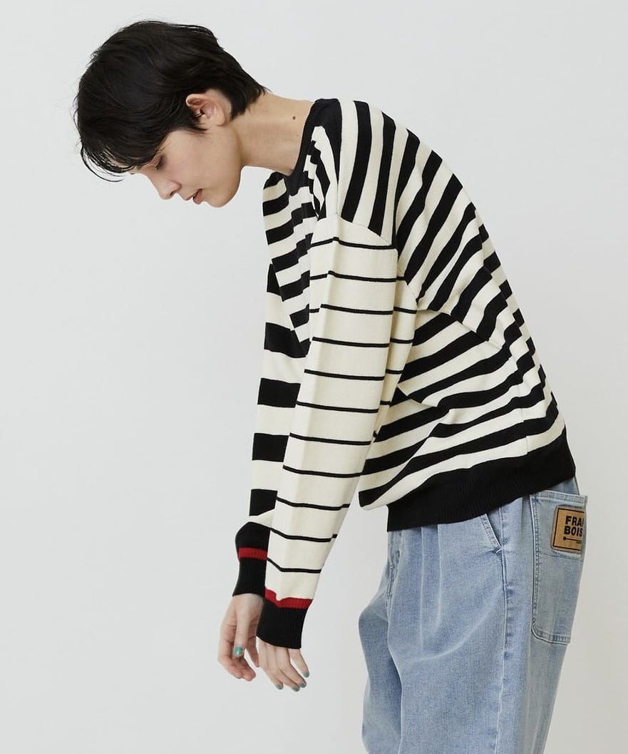 ミックスボーダー オフホワイト×ブラック 1サイズ