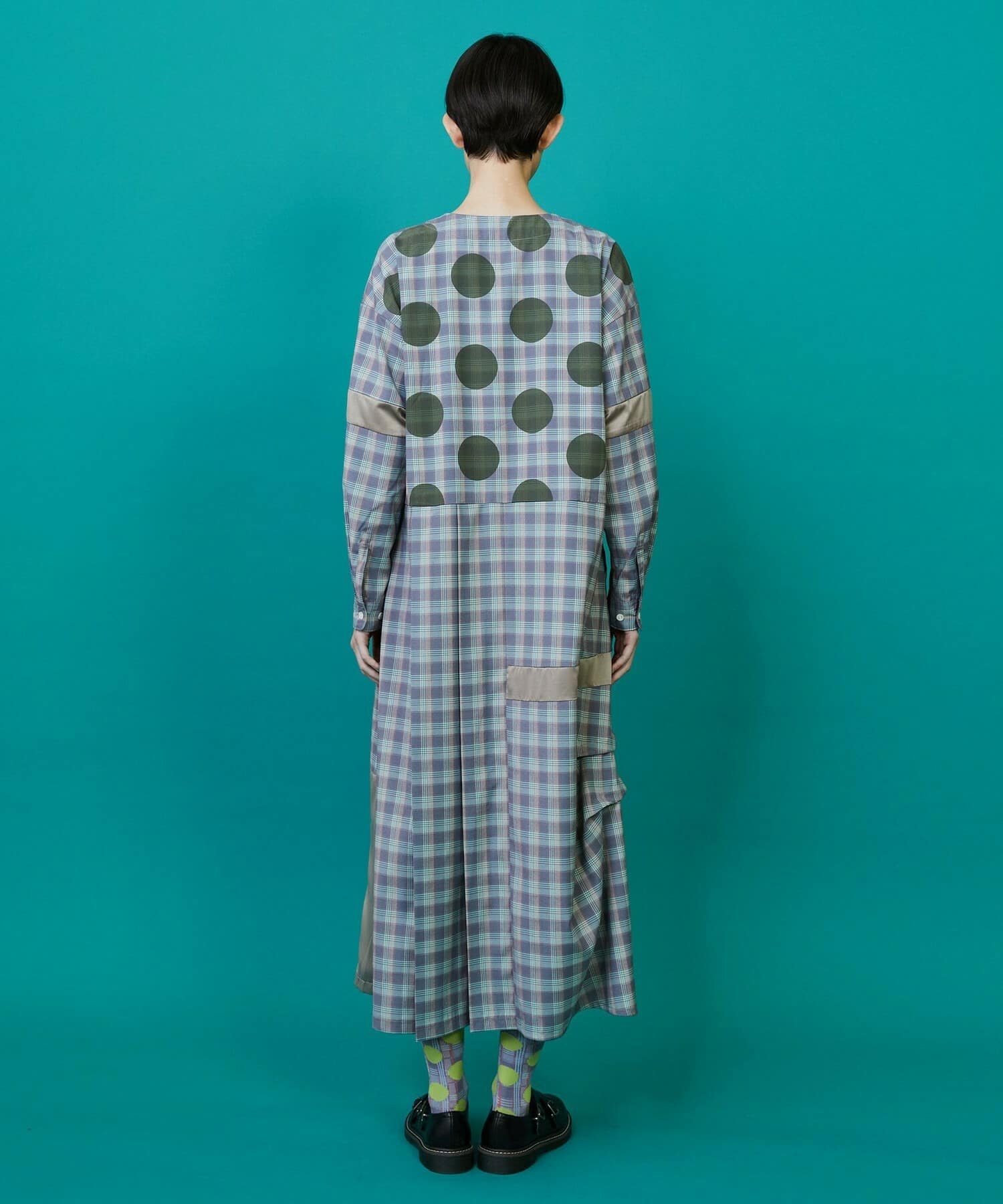 チェックオンドット（ワンピース） ブルー系チェック 0サイズ