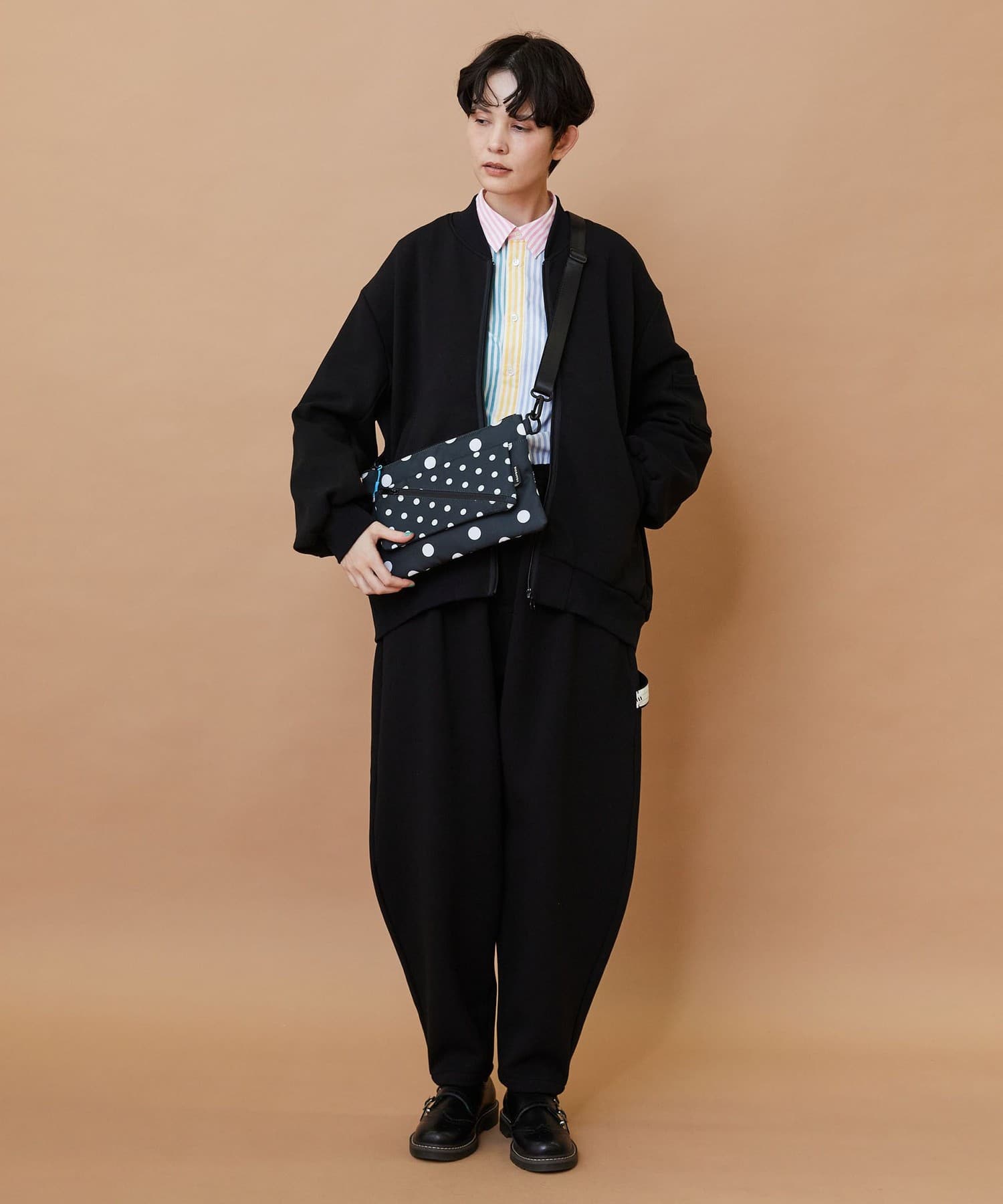 フラップサコッシュ② ベージュドット Fサイズ