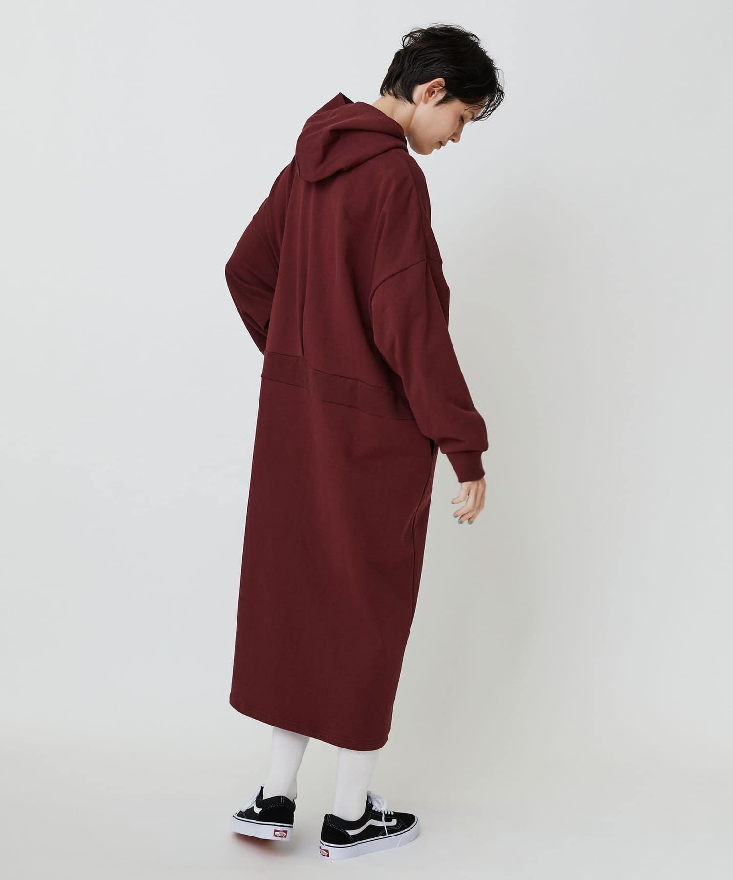 フーディーワンピ ワイン 1サイズ