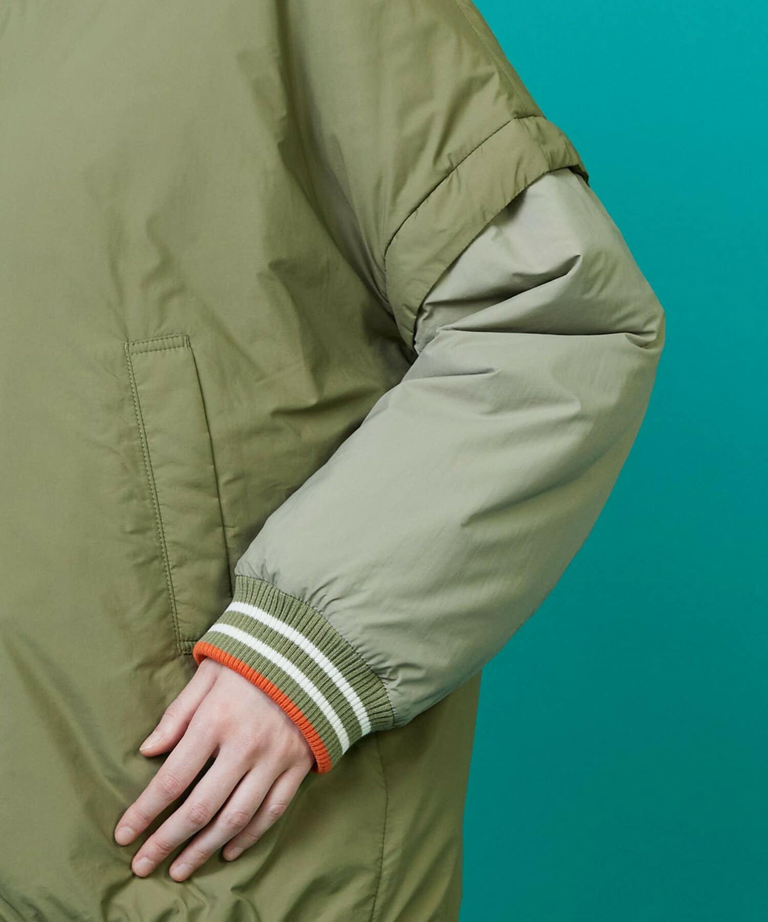 ツーウェイコート カーキ×ライトカーキ 2サイズ