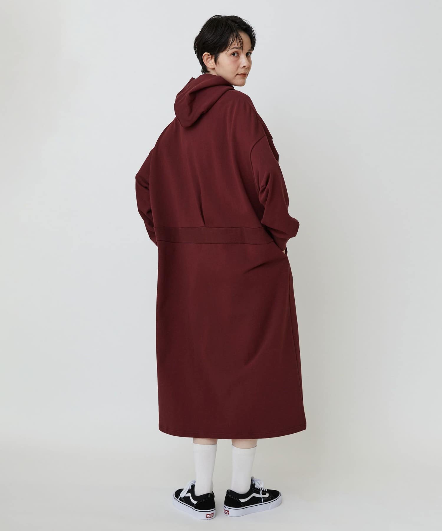 フーディーワンピ ワイン 1サイズ