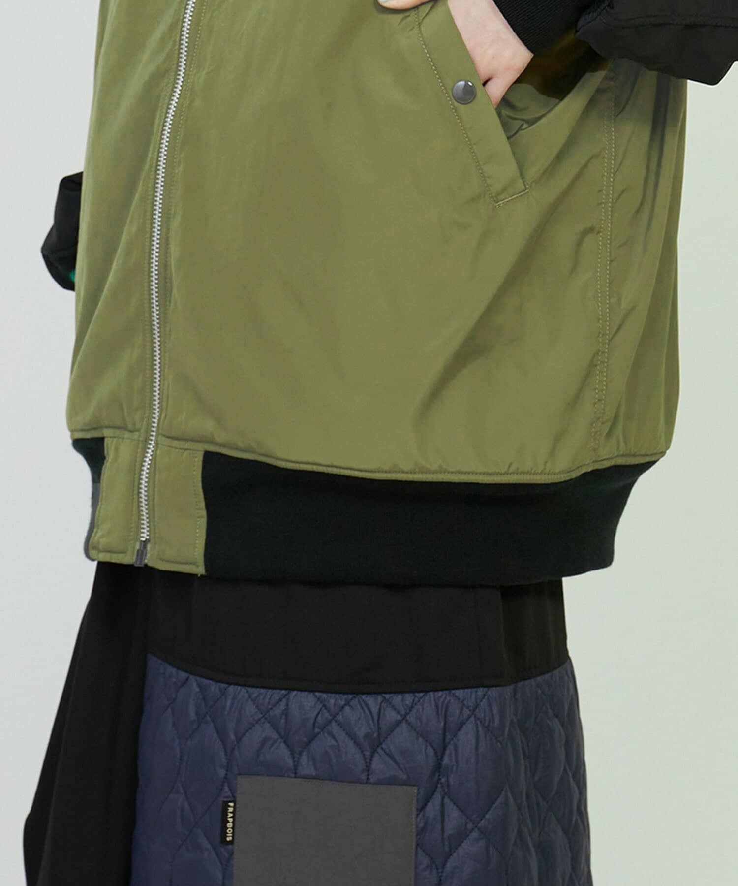 ALPHA × FRAPBOIS ジャケット オリーブ×ブラック Sサイズ