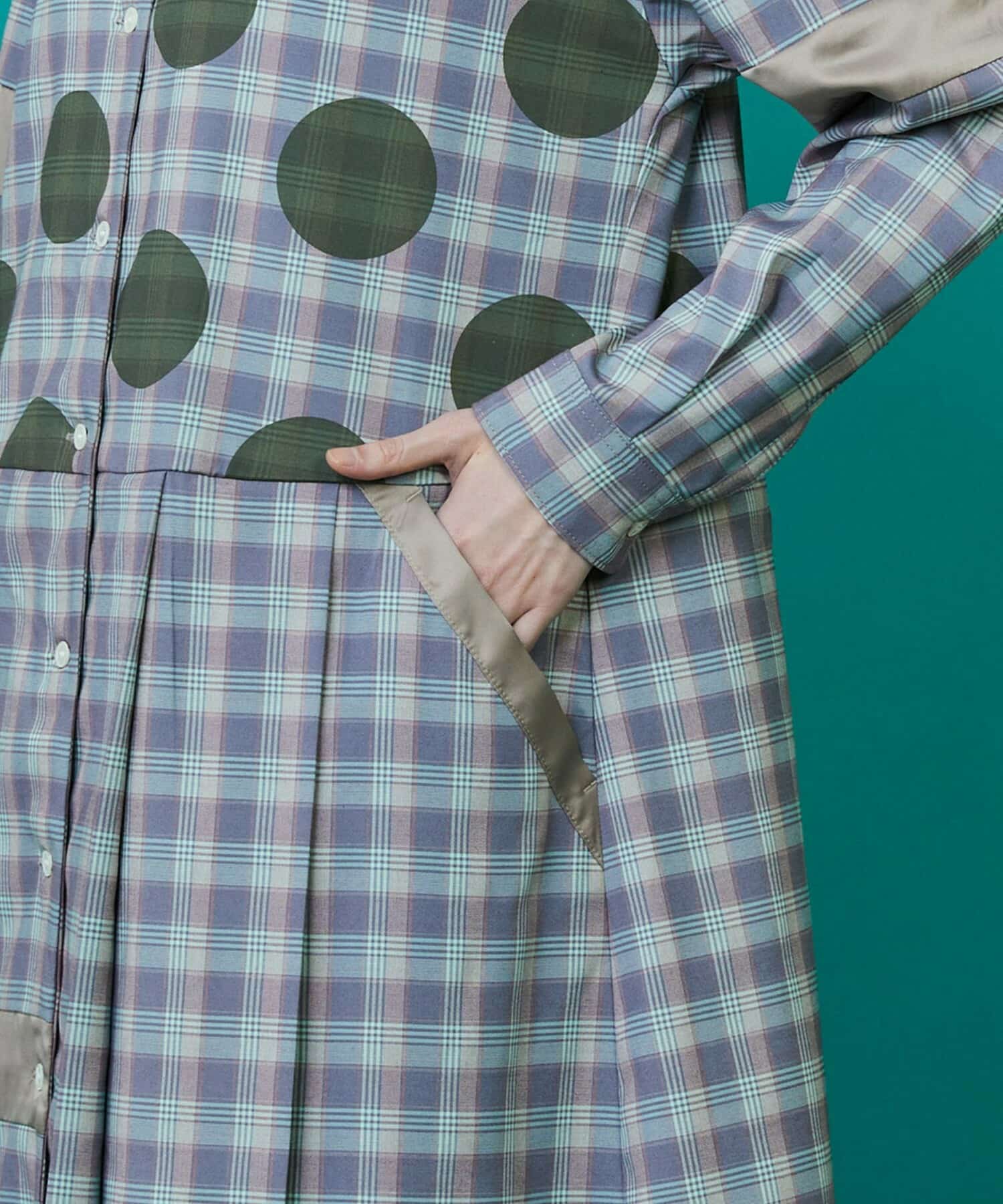 チェックオンドット（ワンピース） ブルー系チェック 0サイズ