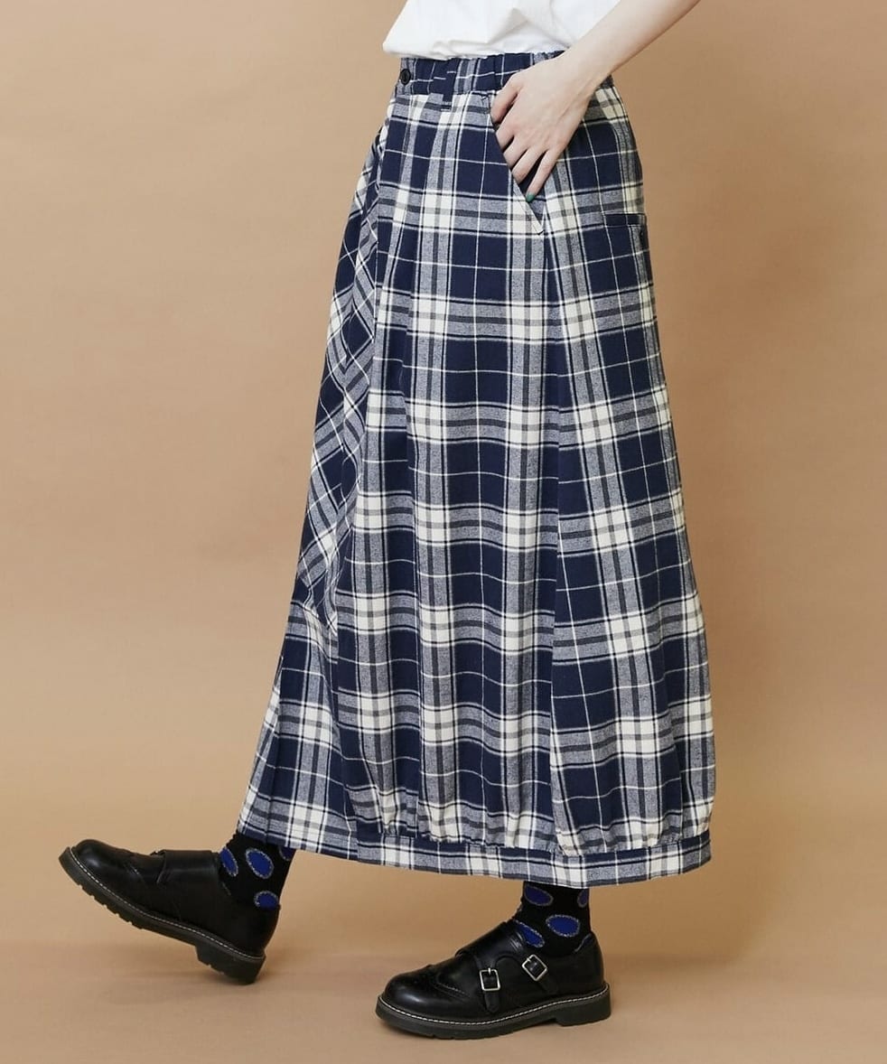 チェックパッチスカート ブラウン 0サイズ