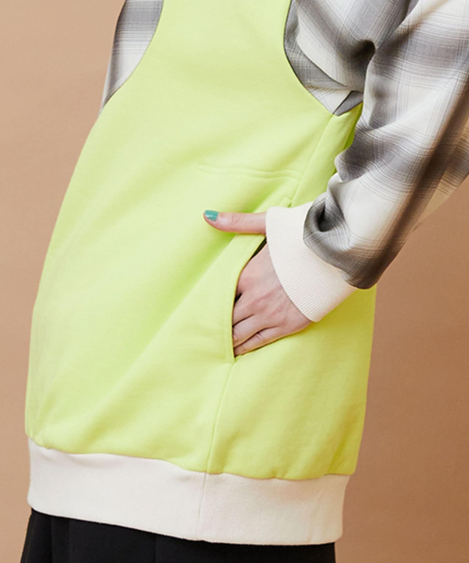 ハーフオンブレー ベージュ×イエロー 1サイズ