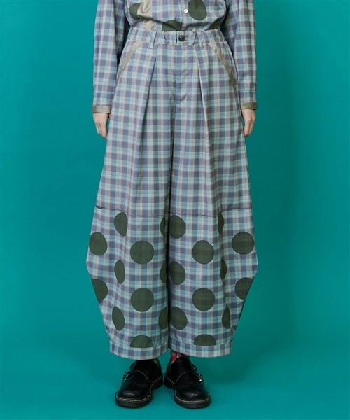 チェックオンドット（パンツ） ブルー系チェック 0サイズ