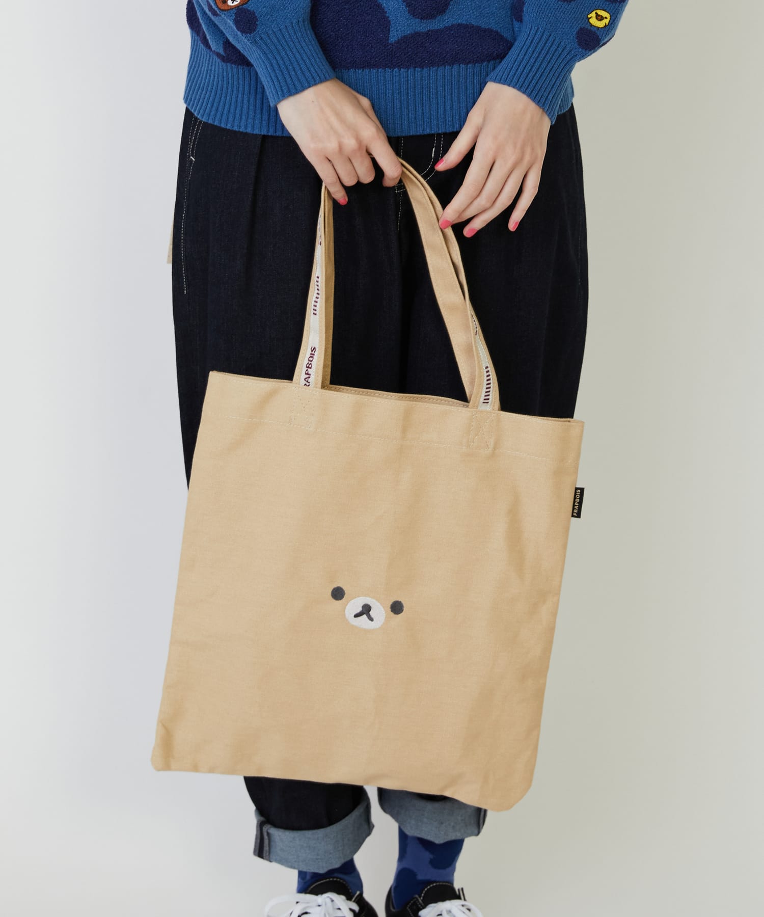 FRAPBOIS×Rilakkuma ロゴトート ベージュ（リラックマ柄） Fサイズ