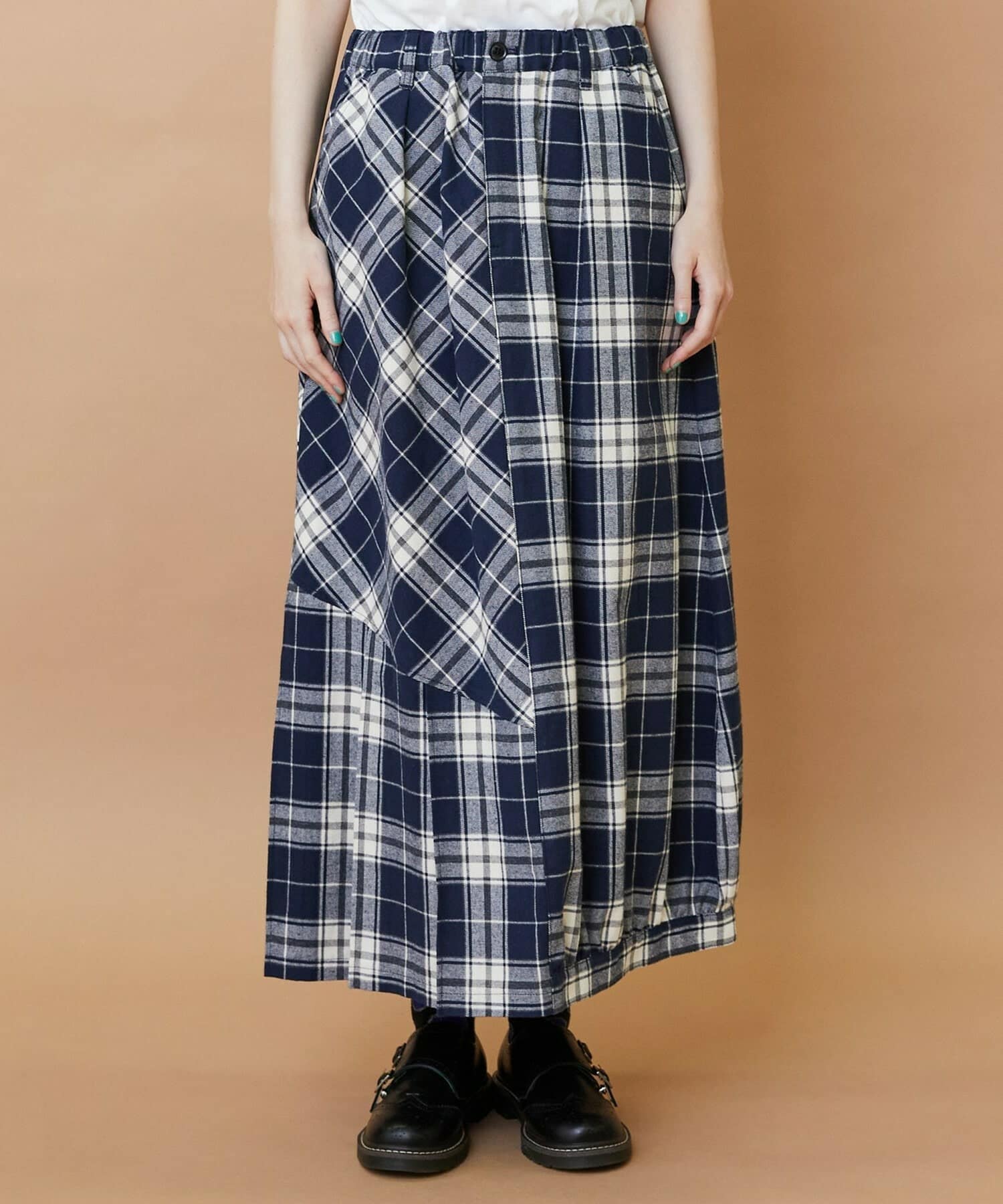 チェックパッチスカート ネイビー 0サイズ
