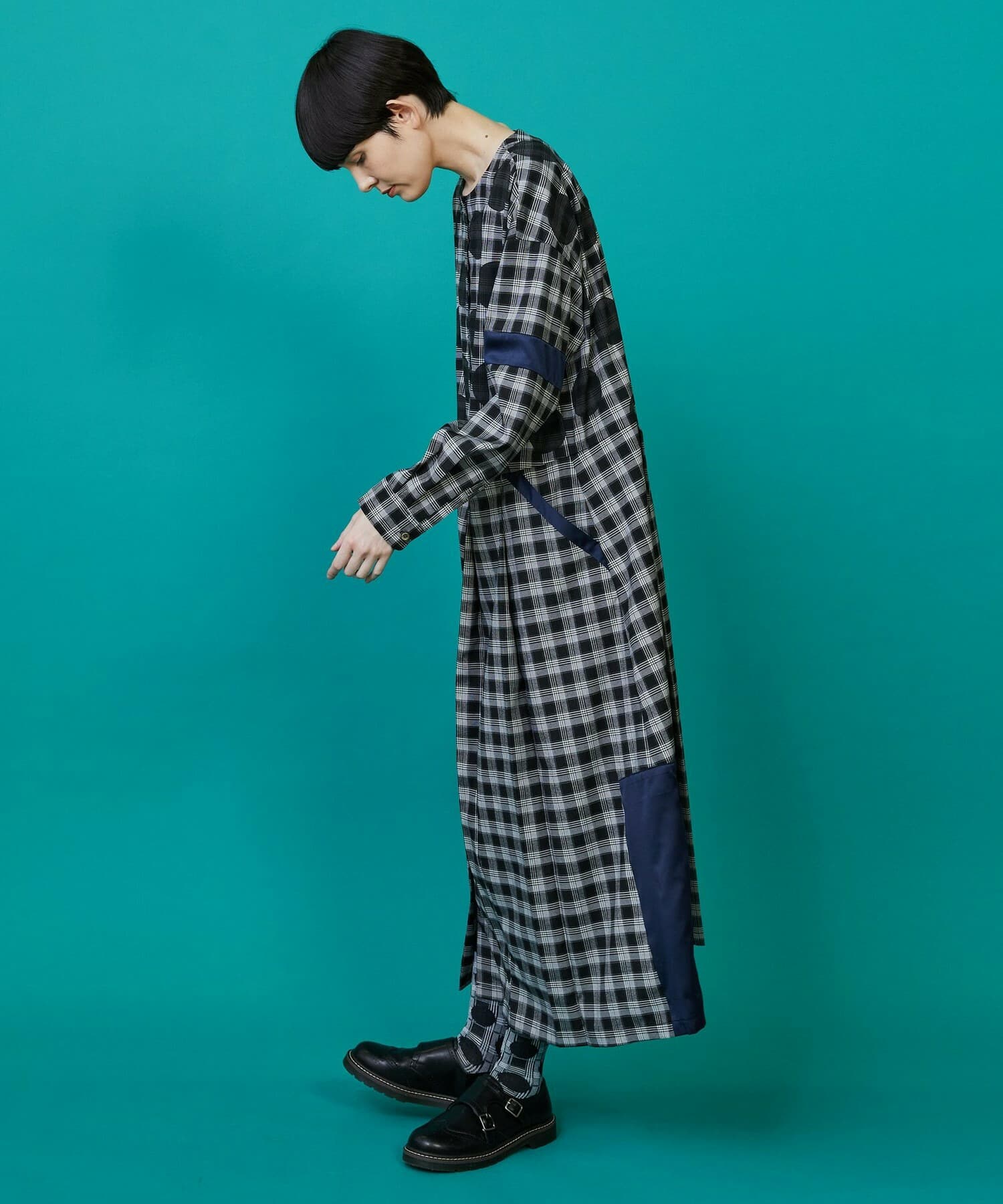 チェックオンドット（ワンピース） ブルー系チェック 0サイズ